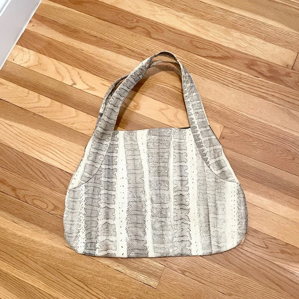 Beirn Jenna Natural Watersnake Leather Hobo Luxury Tote Bag